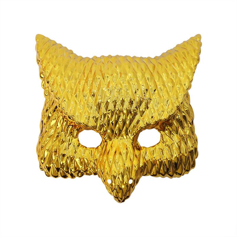 Tierische Goldene Plastik-Leoparden-Gesichtsmaske mit Verstellbaren Elastischen Bändern Halloween Kostüm Cosplay Maske Kostüm Zubehör
