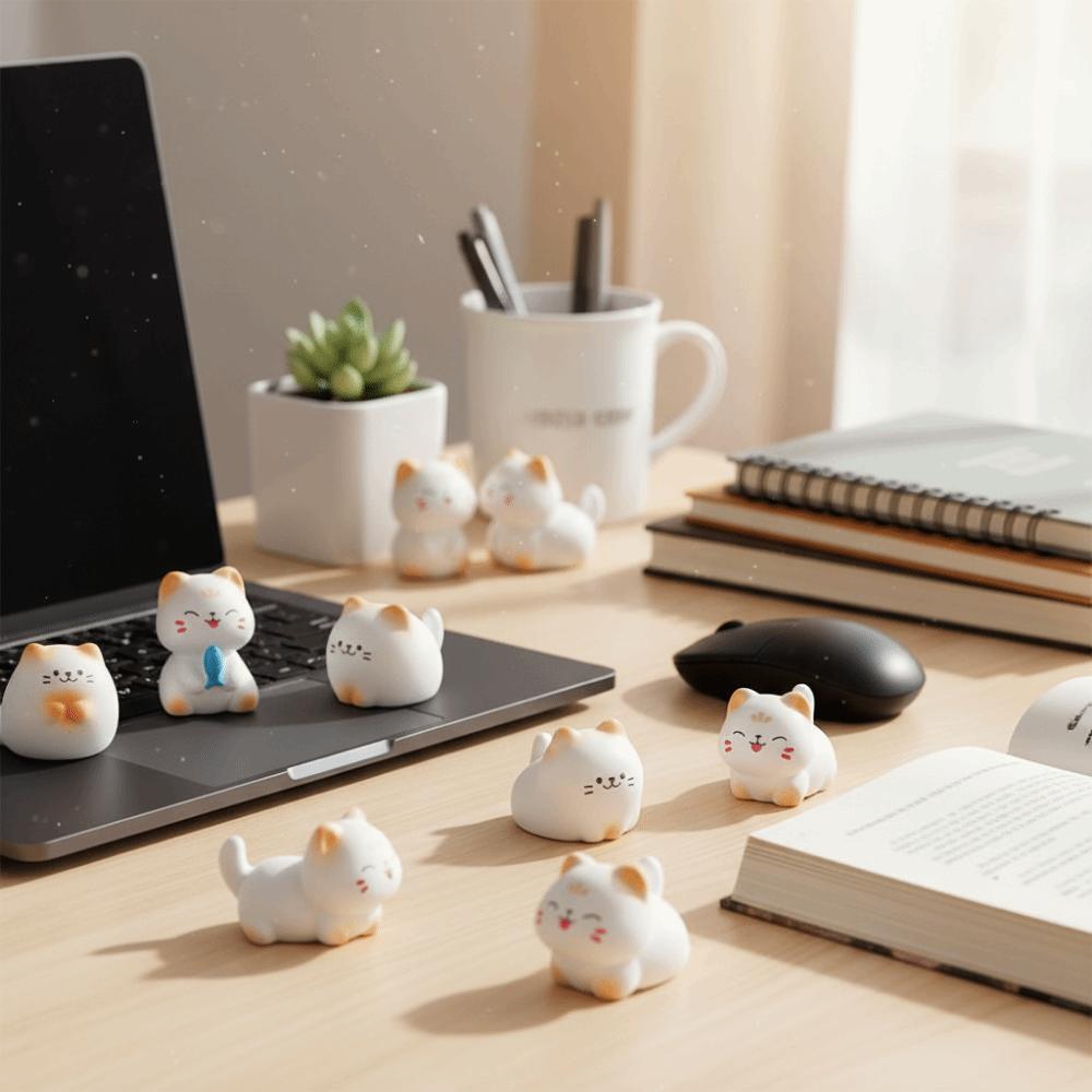 Wealth Cat Model Mini Resin Crafts Kawaii Animal Ornaments Cat Figurine  Desktop Decoration