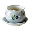 Hand Painted Ceramic Tea Cup Daisy Scalloped Rim Master Cup Chinese Gongfu Tea Set Home Office Use Zen Style Gift