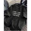 Men's Summer T-shirt with Interesting Slogan Print Cotton Water Washed Black Casual Round Neck