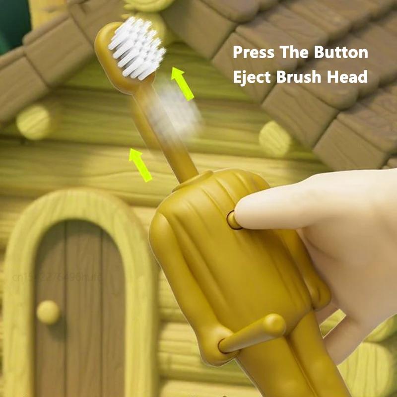 3-1Pcs Tun Tung Sahur Figure Toothbrushes Travel Portable Compact Telescopic Soft Bristle Toothbrush For Children Tooth Brush