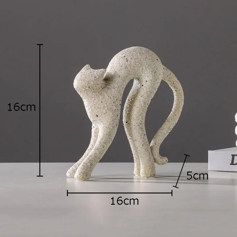 Sandstone Style Cat Sculpture Desk Decoration Ornaments Modern Crafts Abstract Kitten Statue Resin Artwork Room Aesthetic Decor