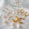 EMANCO Freshwater Pearl Earrings Stainless Steel Women's Jewelry Chain Drop Pierced Earrings Pearl Jewelry Set Gift Wholesale