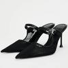 Fashion Pointed Toe Sexy Mesh Women High Heels Sandals 2025 Summer New Designer Black Slingbacks Stiletto Elegant Office Lady Shoes