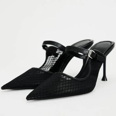 Mode Spitzschuh Sexy Mesh Damen High Heels Sandalen 2025 Sommer Neu Designer Schwarz Slingbacks Stiletto Elegant Büro Dame Schuhe