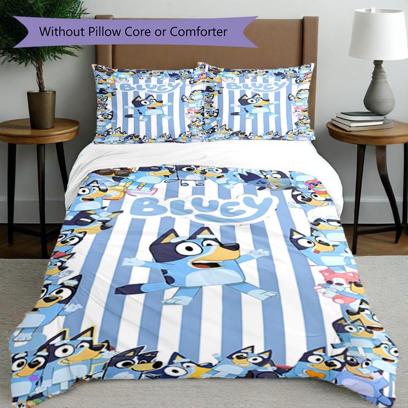 3pcs Duvet Cover Set (1*Duvet Cover + 2*Pillowcase, Without Core), Bluey Print Bedding Set, Bedroom Decor, All‑Season, Birthday Gift