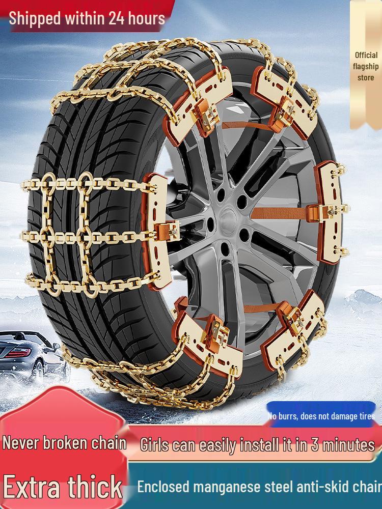 Winter Snow Chains for Cars, SUVs, and EVs: Tire-Safe, Non-Damaging Design