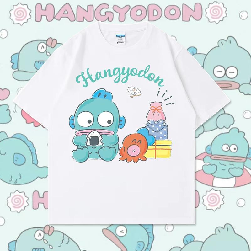 Cute Hangyodon Printed Shortsleeved Tshirt Summer Casual Loose Cotton Tops Womens Cartoon Clothes Tshirt Comfortable