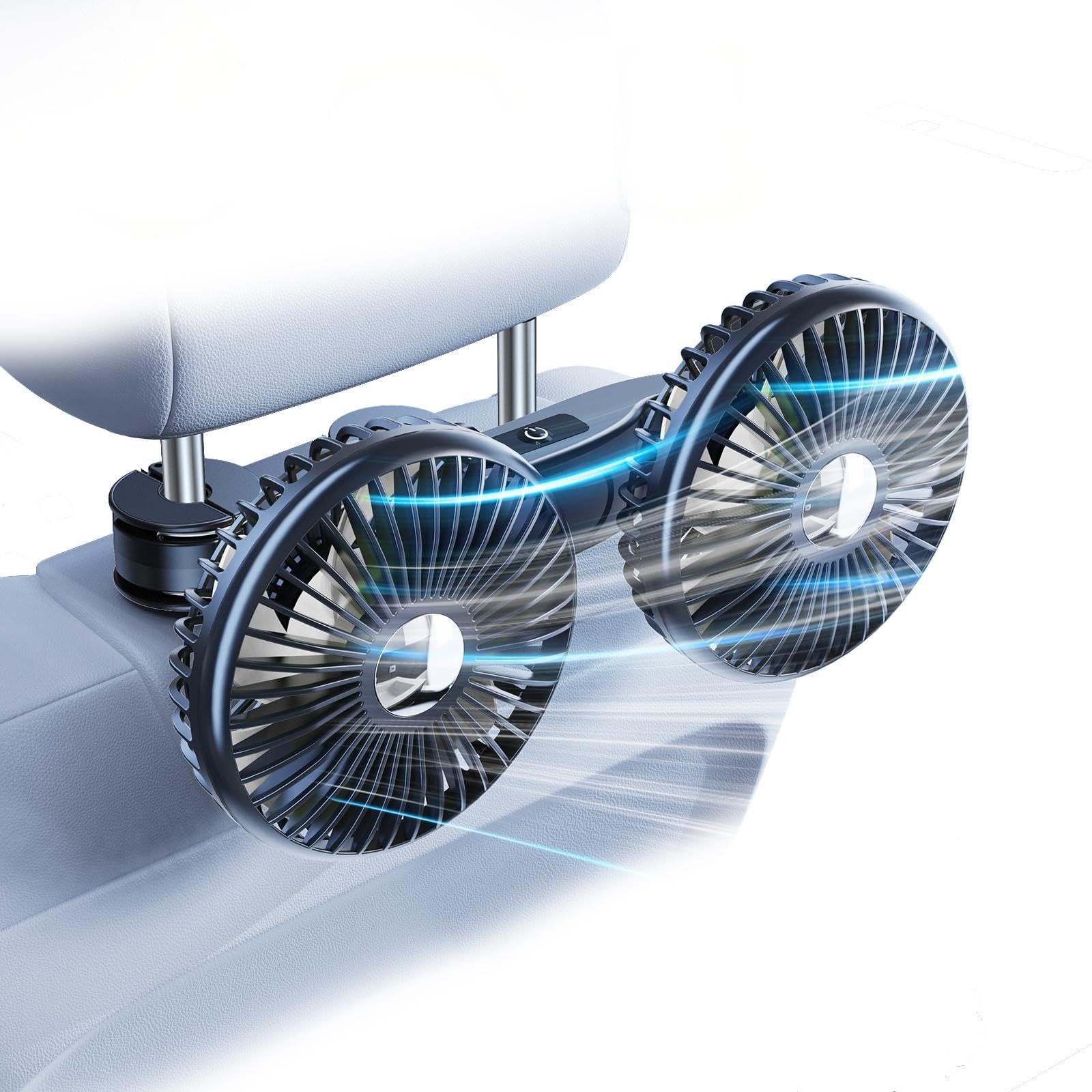 

DRAYROMN Car Fan, Car Fan, Backseat USB Headrest, Double-Headed Car Fan, Low Noise, Powerful,