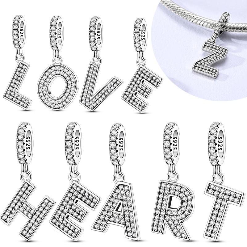 Decorative Charms Genuine Copper Heart Pendant Piece Letter Name Charm Decorations Bead Elements Suitable For Authentic Bracelet Style For Women