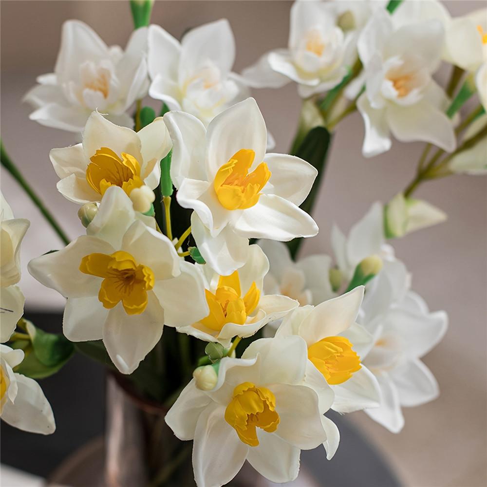 3/5 Pack Artificial Daffodil Swags Plastic Faux Narcissus Flower Bundle for Home Decor