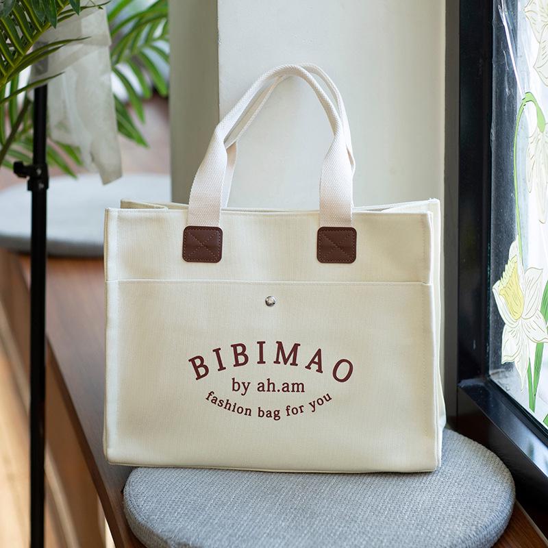 Large Canvas Tote Bag for Women - Customizable with Logo Pattern Ideal for Students