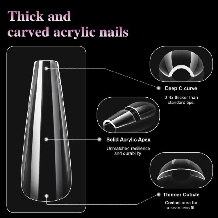 Instantly Salon Styles False Nail 504Pieces/Box Long Coffin Fake Nail Easy Fit Glamorously Nail Art for Home DIY Decors