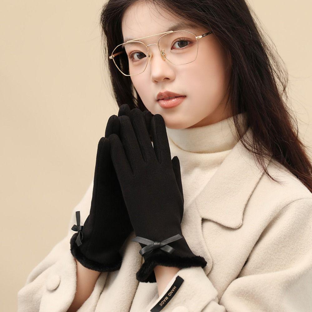 Thermal Lined Female Touchscreen Gloves Solid Color Women's Winter Thermal Gloves Warm Equipment