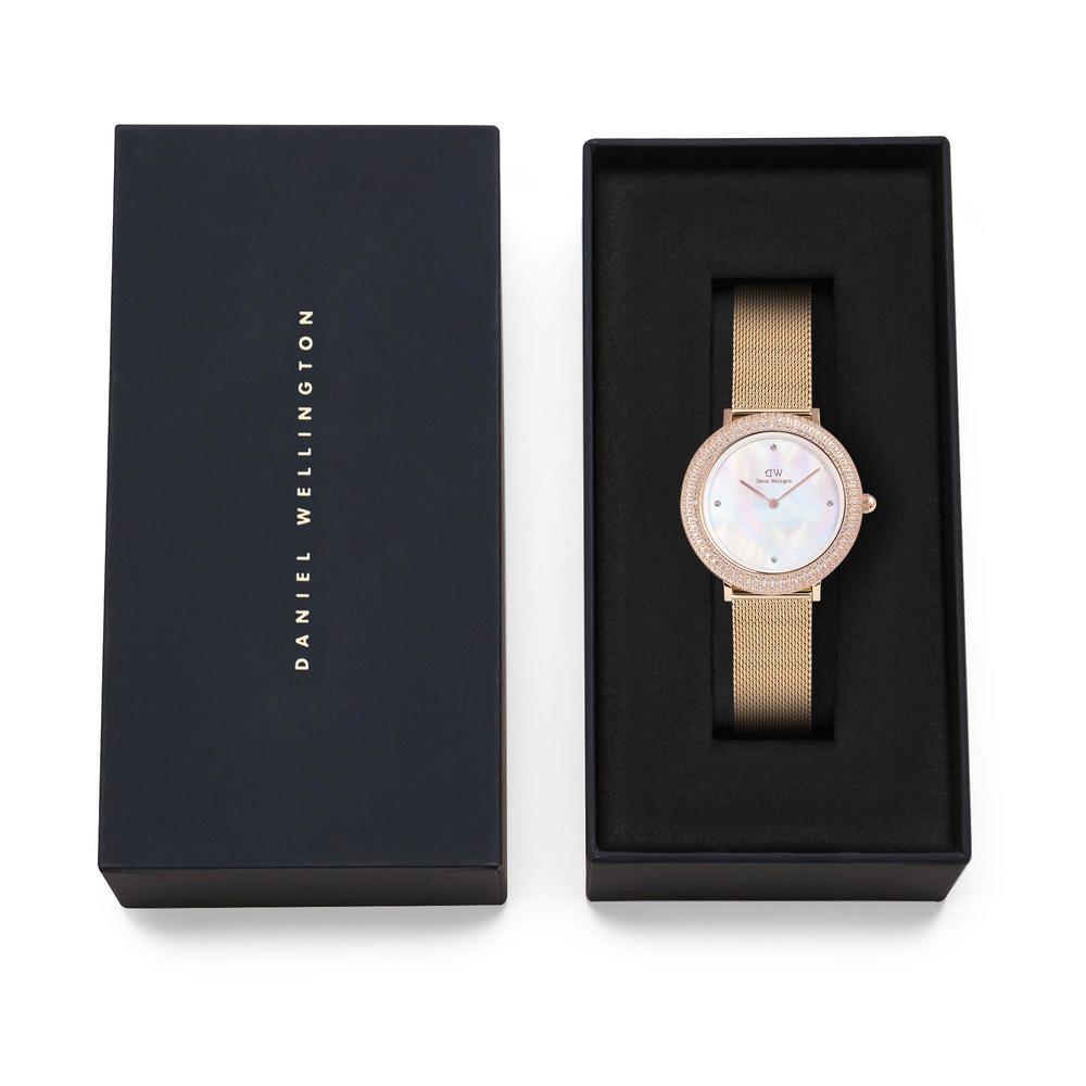 Danielwellingteon Crystalline Bezel Melrose Women'S Rose Gold Metal Wristwatch