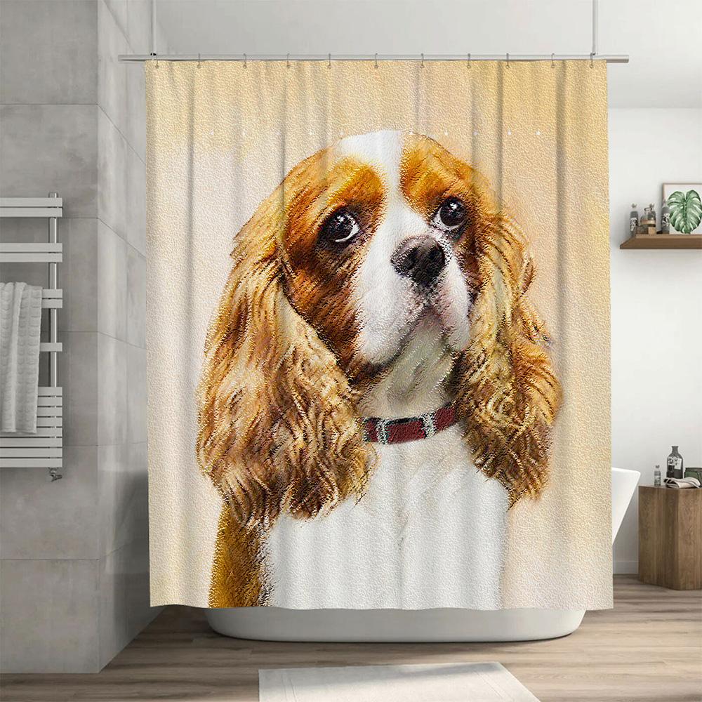Personalized Cartoon Dog Print Shower Curtain 3D Waterproof Decorative Home Bathroom Liner for Kids Room Party Gift