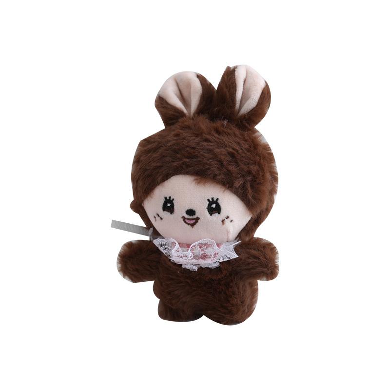 15cm Plush Adorable Monkey Doll Keychain In Brown Deep Pink Light Pink And Colors Purple