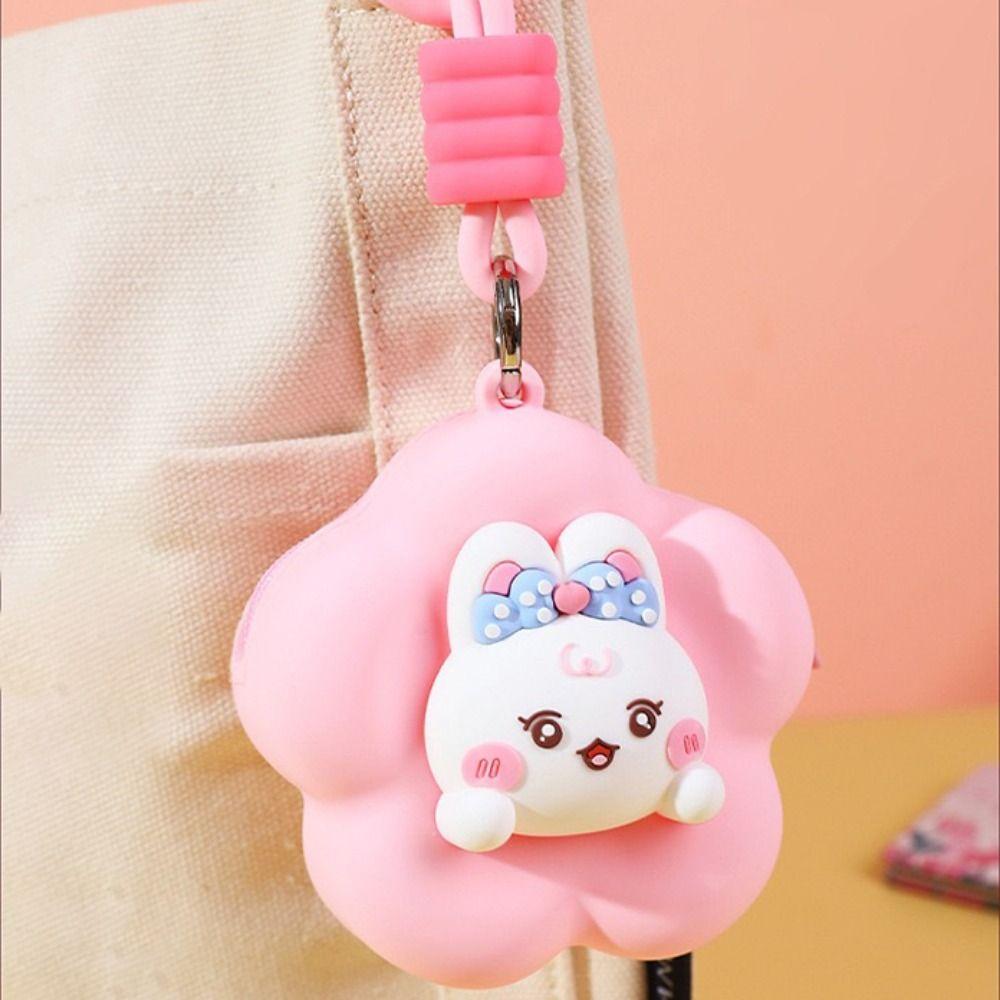 

Cartoon Flower Shaped Wallet Storage Bag Backpack Pendant Zipper Capybara Keychain Gift Style 2