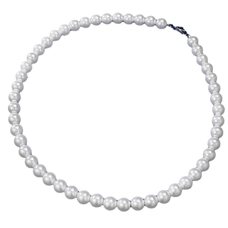 Zhiyi Jewelry Elegant 8mm Vintage Pearl Necklace with French Chain