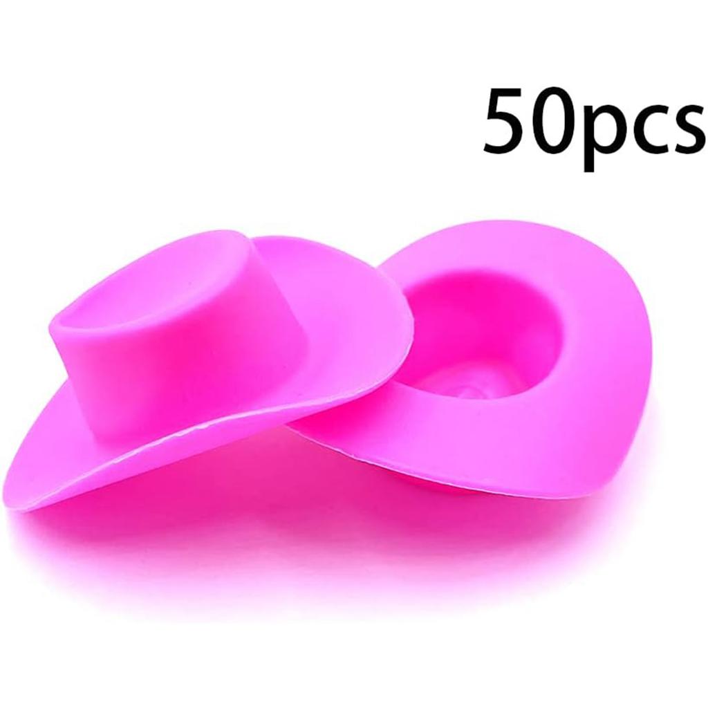 50Pcs Plastic Mini Western Cowboy Cowgirl Hat Cute Miniature Cowboy Hat Toy Doll Dress Up Party Accessories
