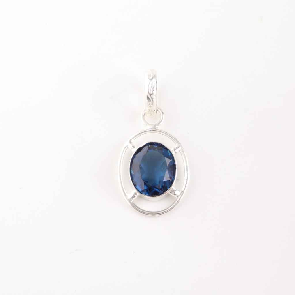 Natural London Blue Topaz Gemstone 925 Sterling Silver Jewelry Handmade Pendant PP-6-7