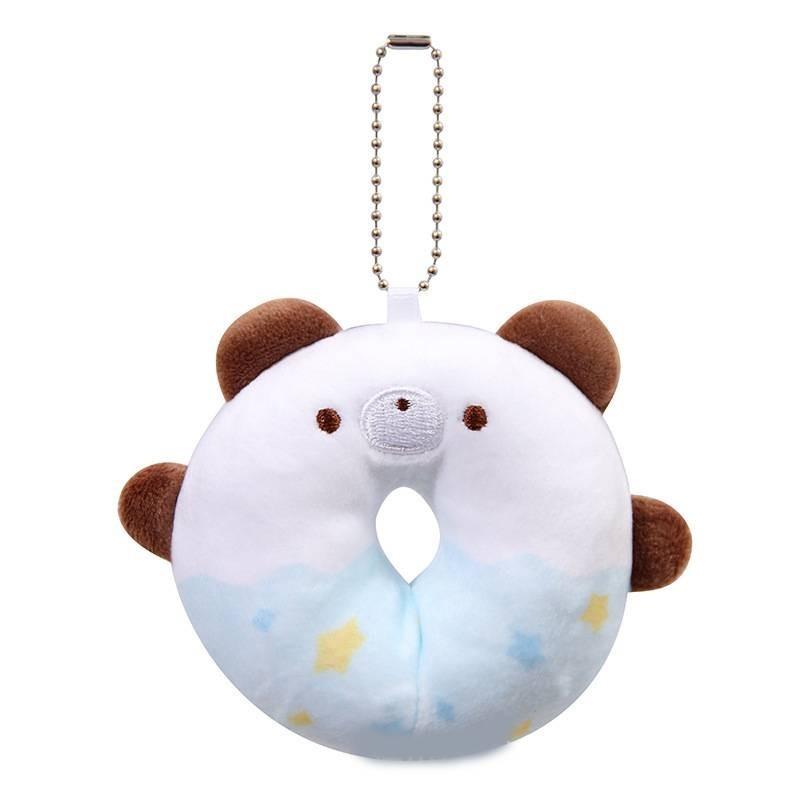 

Donut Shaped Plush Toys Keychain Backpack Stuffed Animal Pp Cotton Plushies Brown Blue