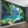 Tropical Rainforest Tapestry Emerald Green Lake Sunlight Tree Shadows Living Room Study Natural Style Decor