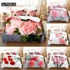 Carnation Bedding Set 3Pcs 2Pcs Duvet Cover Set King Size Pink Flower Quilt Cover With Pillowcase Queen Full Single Double Bed