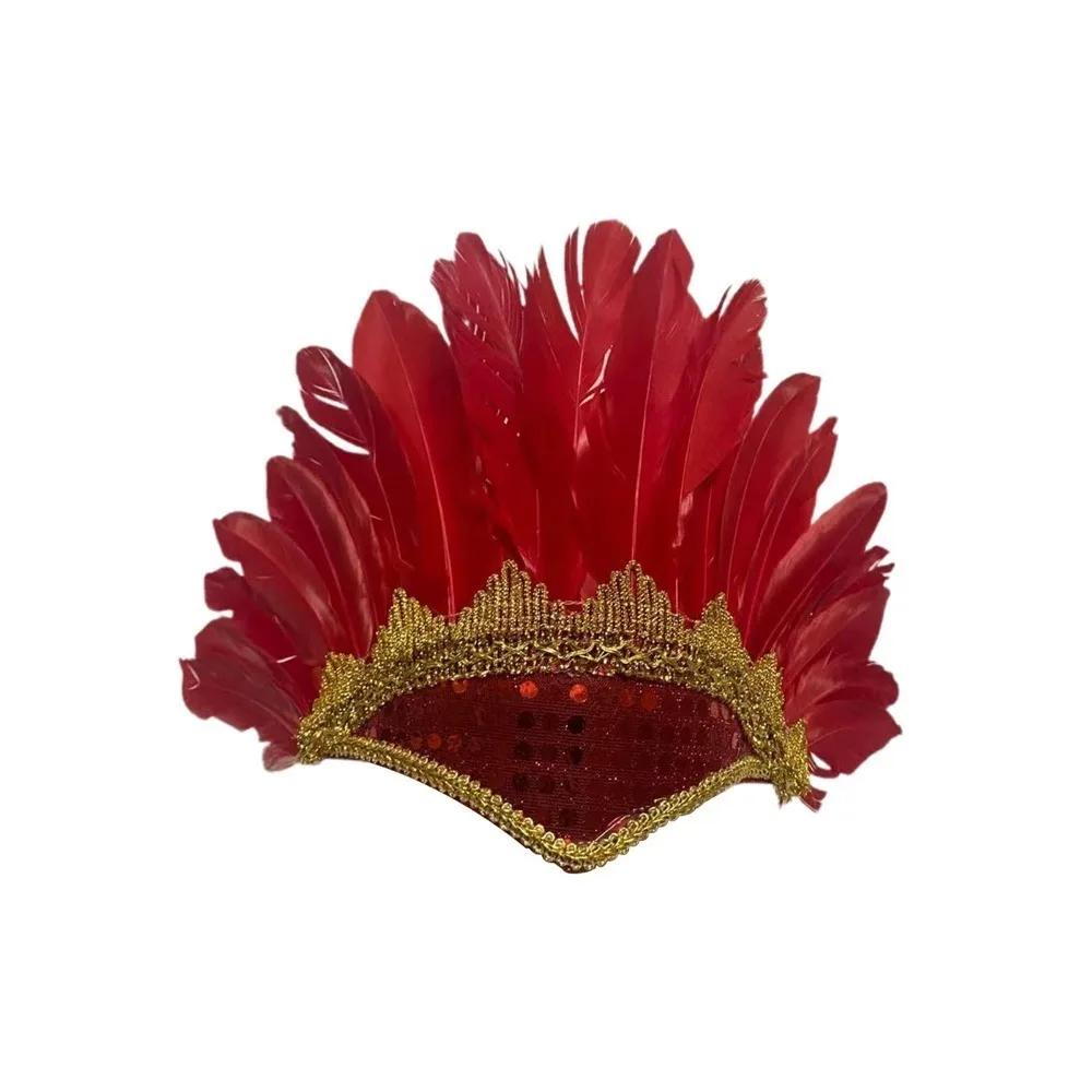 Novelty Feather Crown Peacock Costume Indian Headband Fascinator Decorative Headdress for Dance Show Carnival Halloween