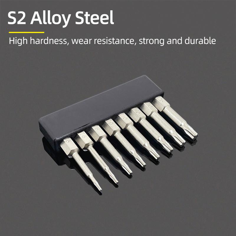 50mm Magnetic Screwdriver Bit Set Security Tamper Proof Drill Bits 1/4" Hex Shank T5-T40 Screw Driver Ratchet Wrench Hand Tools