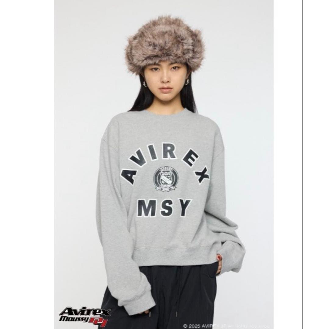 moussyAVIREX gray logo sweatshirt