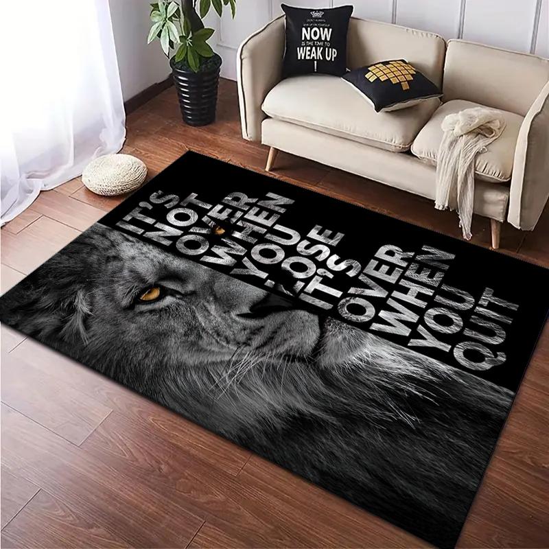 Tappeto Tappetino Stampato con Motivo Leone 1Pz per Soggiorno Camera da Letto Casa Decorazione Divano, Tappetino Antiscivolo Tappetino per Pavimento