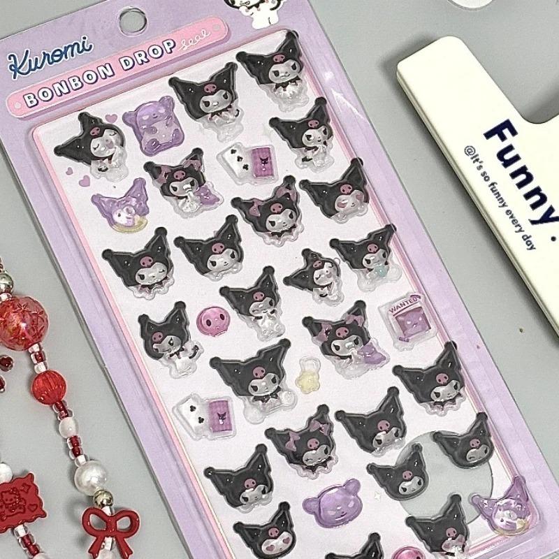 Kawaii Sanrio Hello Kitty DIY 3D Relief Decorative Stickers Cute Cartoon Kuromi Cinnamoroll Phone Case Creative Decoration Gifts