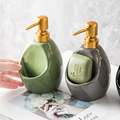 Ceramic Lotion Bottle Soap Dish Dual-Use 480ml Soap Dispenser Household Body Wash Shampoo Makeup Remover Water Storage Bottle