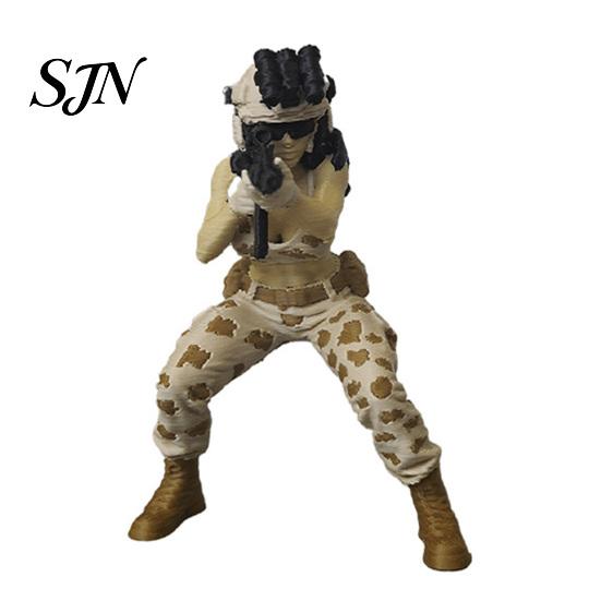 Realistic Soldier Statues 3D Printed Tactical Beauty Desktop Ornament, Mini Figurine, Office Desk Decorations Female Figurine with Military