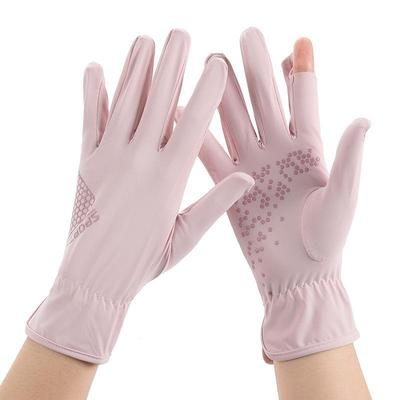 Sunscreen Gloves Men's and Women's UV Protection Driving Summer Thin Ice Silk Dew Finger Non-slip Outdoor Riding Gloves F3