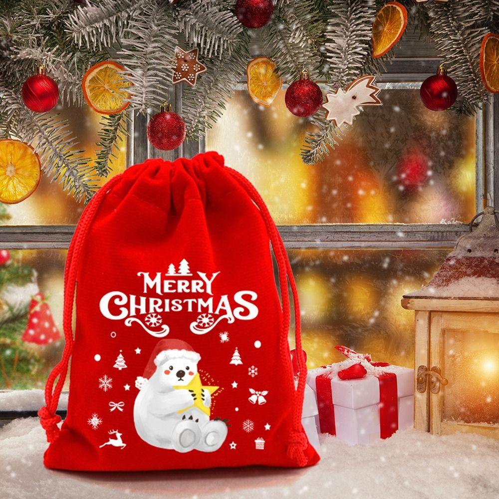 5/10pcs Drawstring Pouch Christmas Velvet Bags Jewelry Packaging Storage Bag  For Christmas