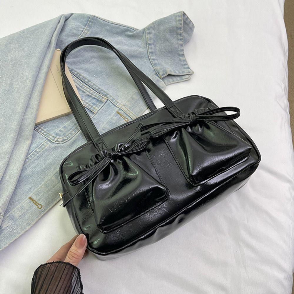 Y2k Ballet Bow Tie Shoulder Bag Korean Women's Handbag Fashion Ribbons Bowling Tote Bag  Ladies