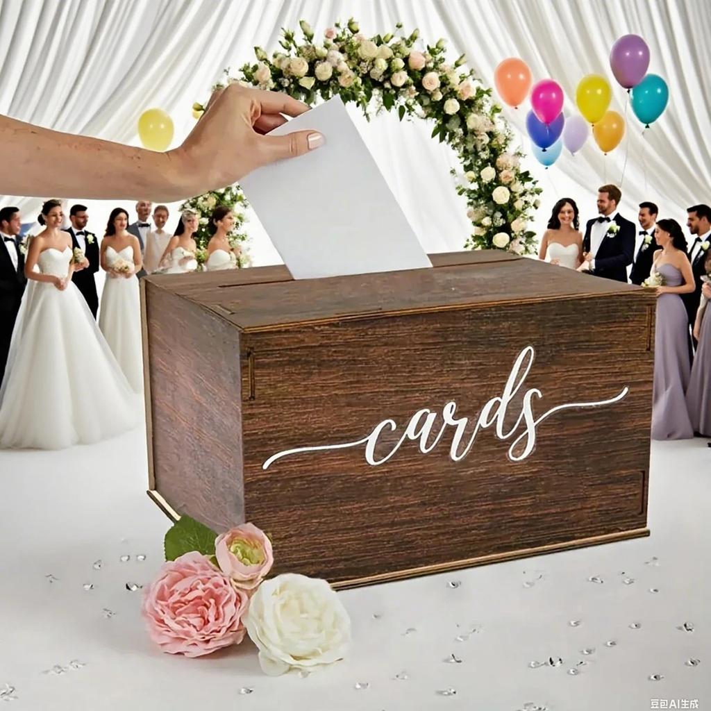 Wooden Card Box Storage Organizer for Wedding Letter Holder Vintage Envelope Money Box Keepsake Event