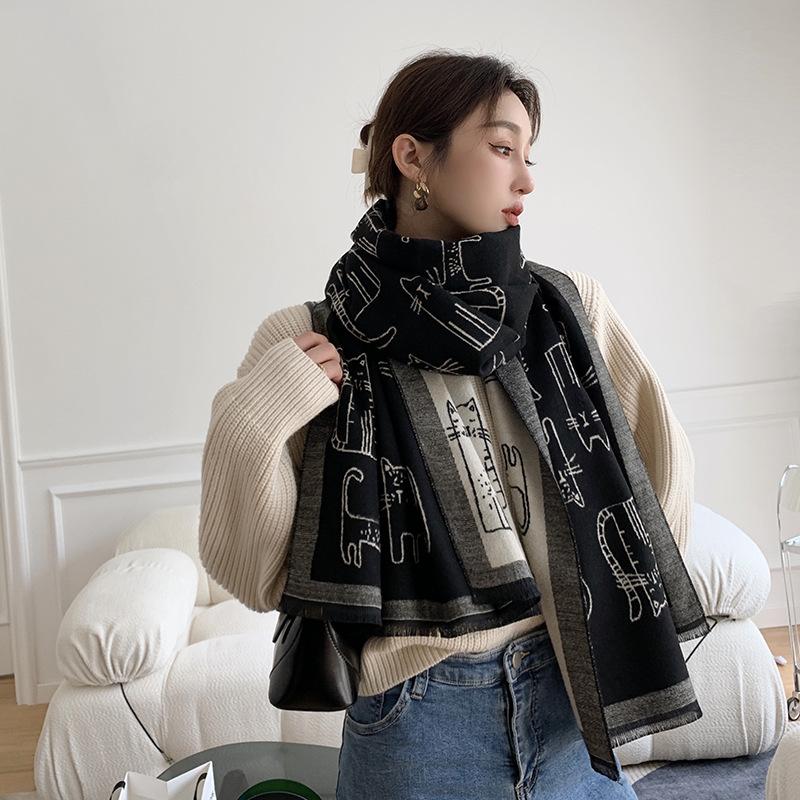 Herbst Winter Neue Schal Weibliche Imitation Kaschmir Gedruckt Langen Schal Schal Herbst Stil Warme Schal Außerhalb