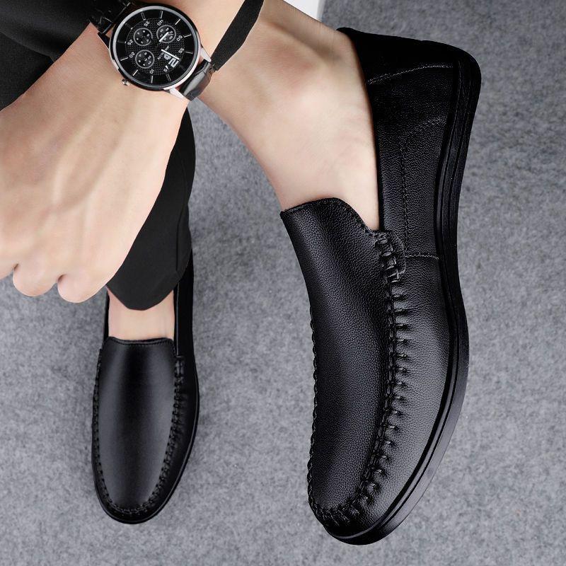 Fashion Black Low-Top Male Casual Shoe Plain Office Price Common Retro Classic Original Designer In Promotion New Pu Men's Leather Shoes