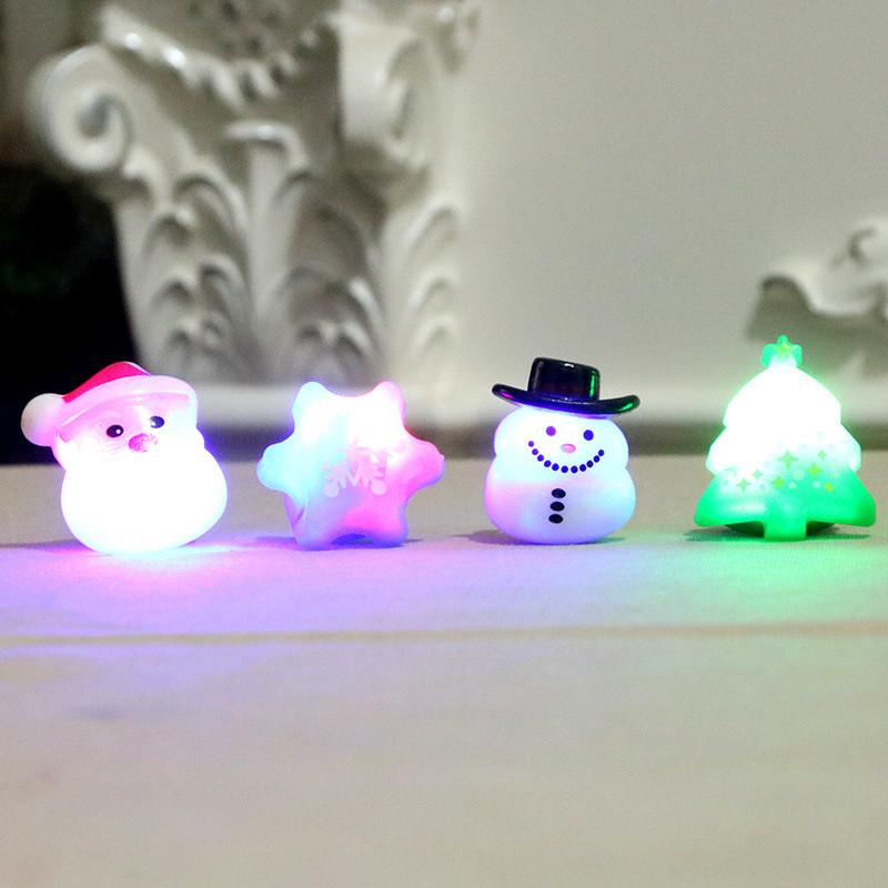 Colorful Glow In The Dark Christmas Cartoon Soft Rubber Rings For Kids Parties