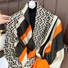 Summer New Imitation Silk English Letter Silk Scarf Fashion Printing Scarf Sun Protection Beach Towel