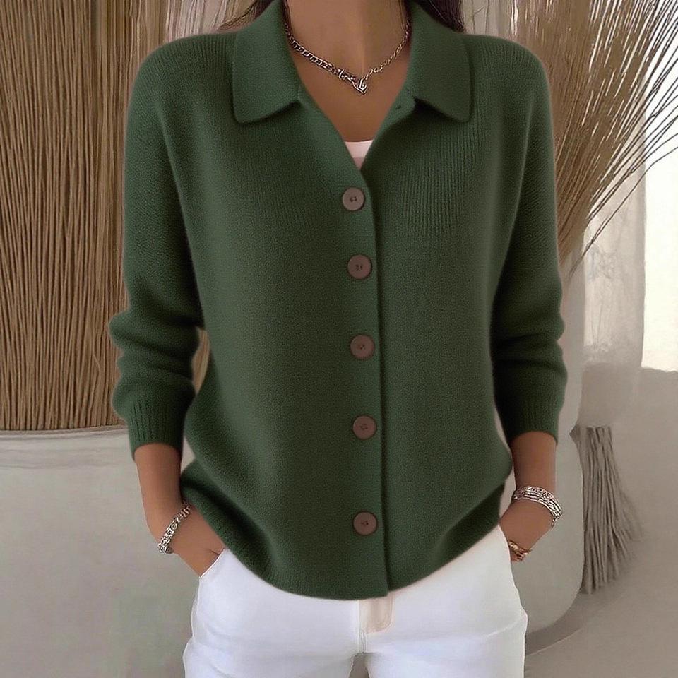 2025 European & American Women's Buttoned Knit Cardigan - New Autumn/Winter Solid Color Casual Fashion Sweater Coat