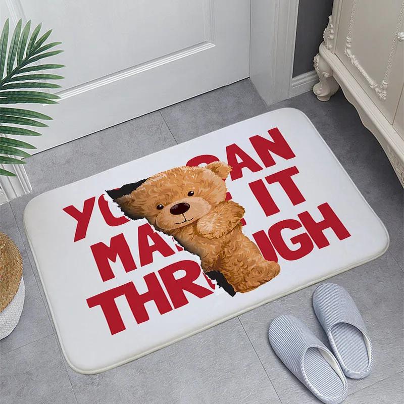 Adorable Cartoon T-Teddy Bear Carpets Welcome Rug Bedroom Leisure Area Carpet Sofa Soft Floor Mat Bedside Non-slip Rugs Doormat