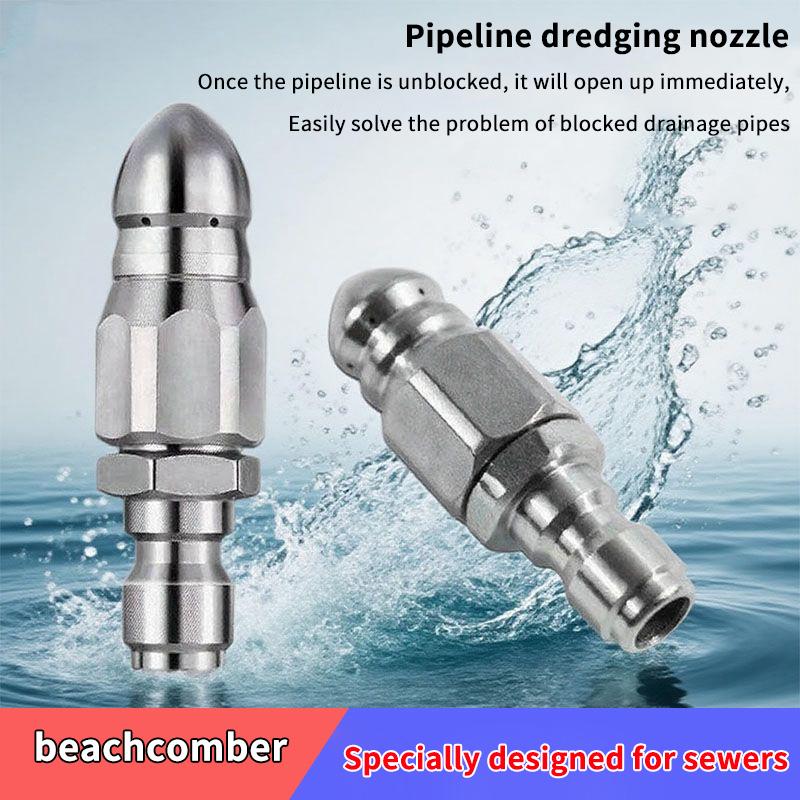 Waterstraal Hogedrukspuitmond Riolering Reinigen 1/4" RVS Hogedrukreiniger Snelkoppeling Afvoerslang Spuitmond Gereedschap Water