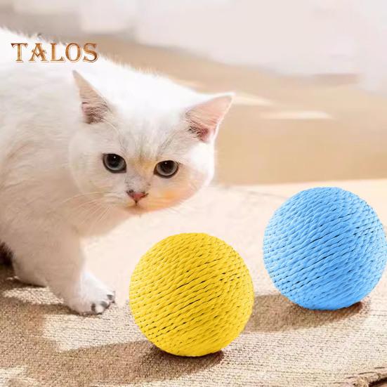 Palla Sisal per Gatti Giocattolo Interattivo con Tiragraffi a Palla per Gatti Pallina Tiragraffi Naturale in Sisal con Suono per Pulizia Denti e Addestramento Gattini