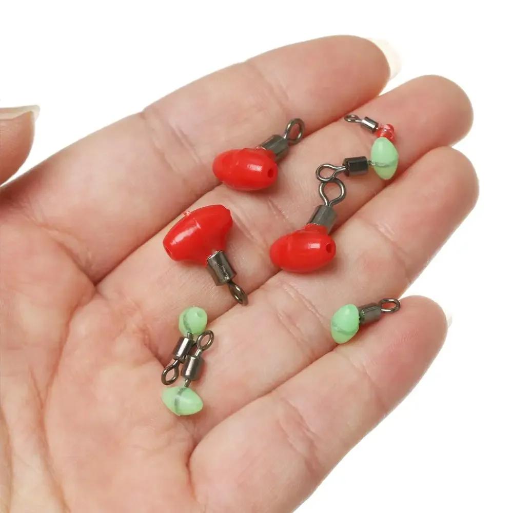 10Pcs/Bag Cross-Line Swivels Slider Beads T Shape Pulley Slide Rig Connector Luminous Green Saltwater Fishing Terminal Tackle