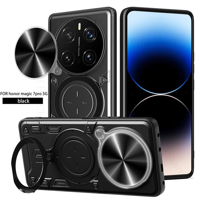 

Противоударный чехол Slide Lens Push Window для Honor X8C X9C X9a X9B X8B из сплава с держателем для кольца на палец, магнитным чехлом-подставкой для Magic 7 6 Pro 5 Lite For Honor X9C 5G чёрный