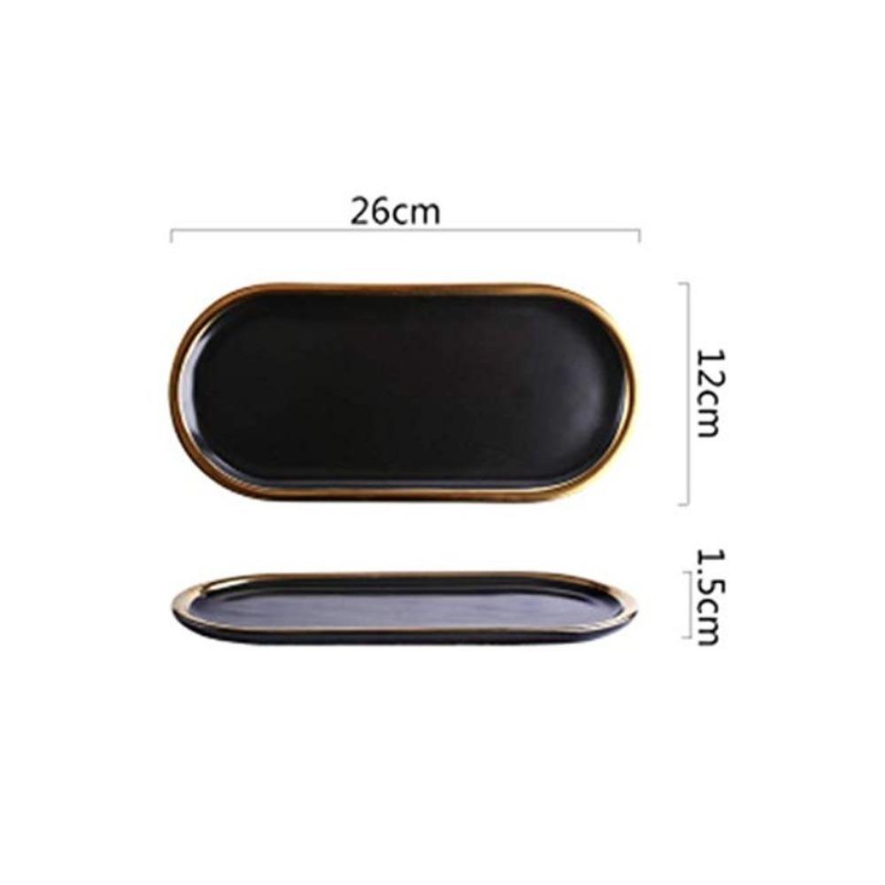 

Homlly Gold Rim Black Oval Plate(x2pcs) Small x2pcs